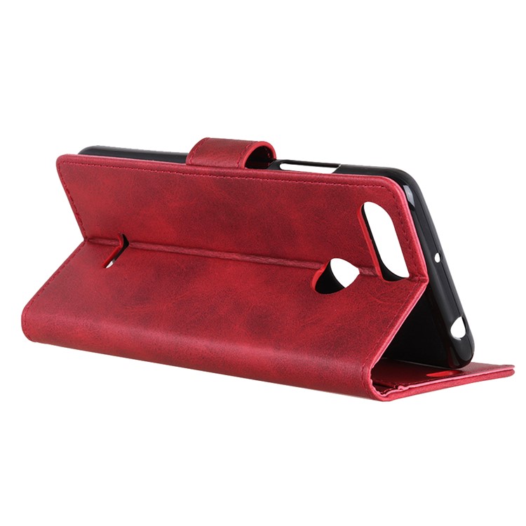 For Xiaomi Redmi 6 (Dual Camera: 12MP+5MP) Matte PU Leather Wallet Stand Protective Flip Case Cover - Red-8
