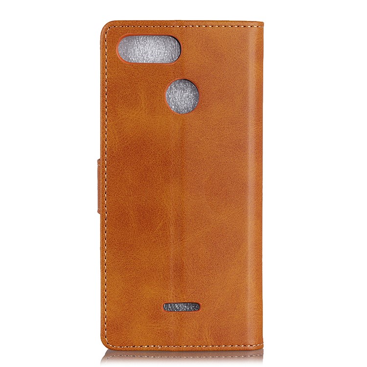 For Xiaomi Redmi 6 (Dual Camera: 12MP+5MP) Matte PU Leather Wallet Stand Mobile Casing - Brown-7