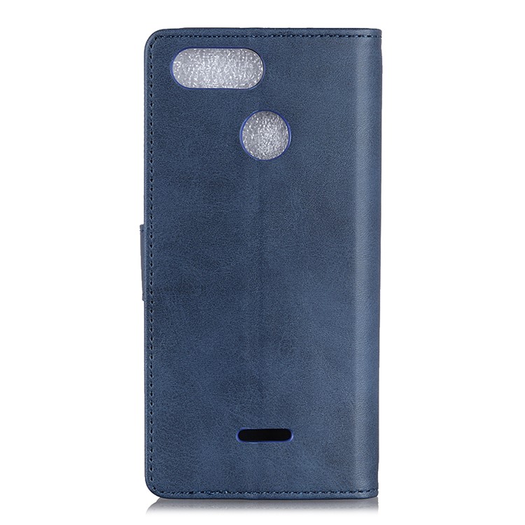 For Xiaomi Redmi 6 (Dual Camera: 12MP+5MP) Matte PU Leather Wallet Stand Cover Accessory with Card Holders - Blue-6