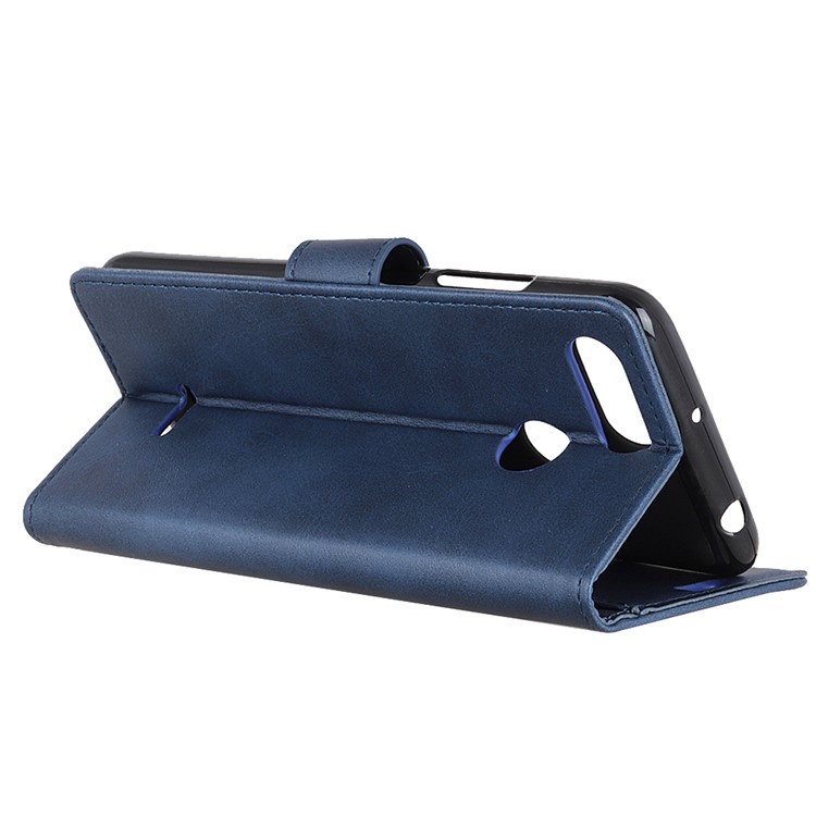 For Xiaomi Redmi 6 (Dual Camera: 12MP+5MP) Matte PU Leather Wallet Stand Cover Accessory with Card Holders - Blue-8
