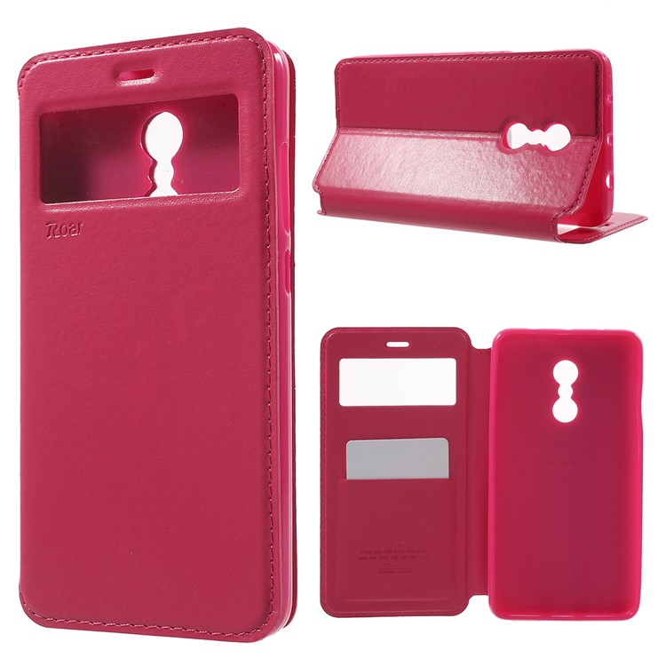 ROAR KOREA Noble Leather View Window Stand Card Slot Magnetic Case for Xiaomi Redmi Note 4 - Rose-1