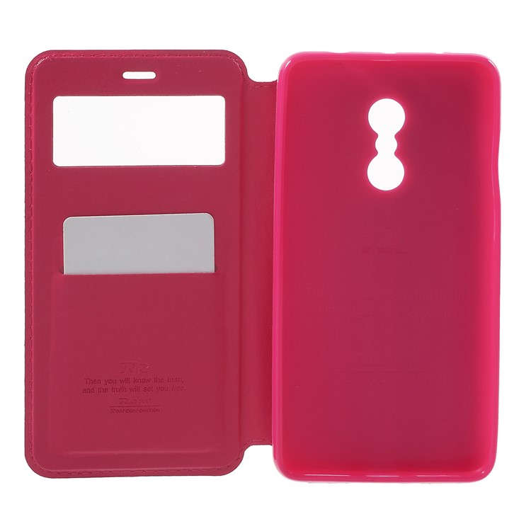 ROAR KOREA Noble Leather View Window Stand Card Slot Magnetic Case for Xiaomi Redmi Note 4 - Rose-4