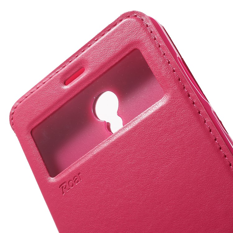 ROAR KOREA Noble Leather View Window Stand Card Slot Magnetic Case for Xiaomi Redmi Note 4 - Rose-6