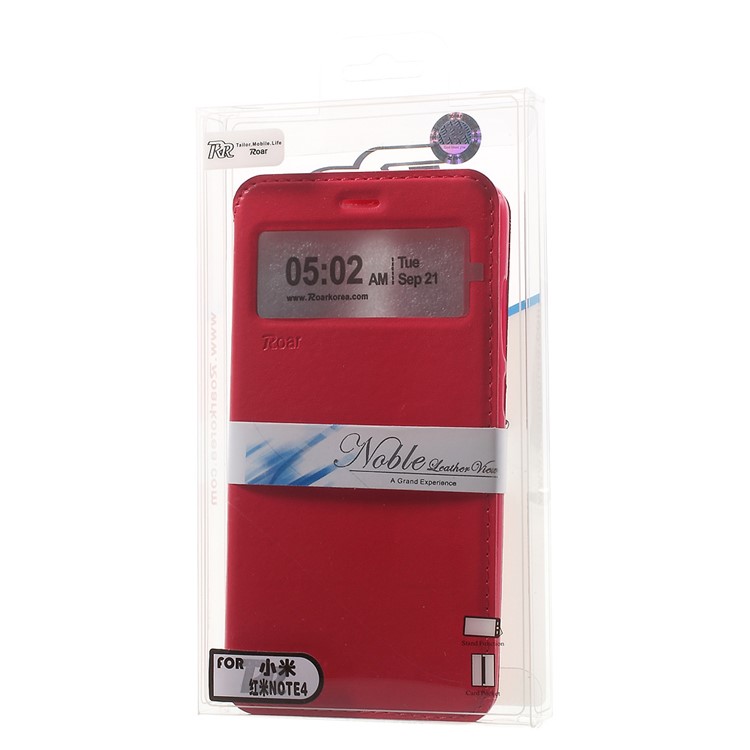 ROAR KOREA Noble Leather View Window Stand Card Slot Magnetic Case for Xiaomi Redmi Note 4 - Rose-9