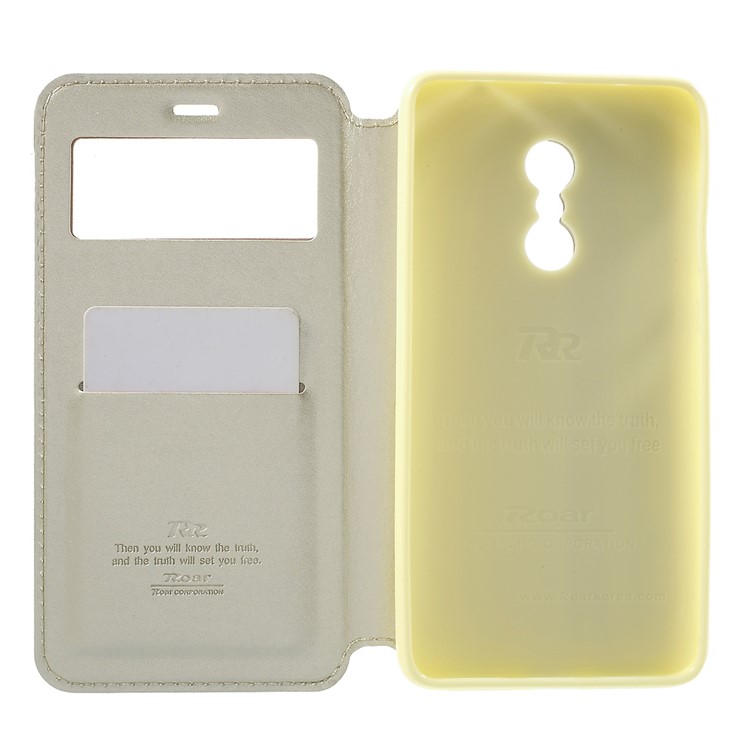 ROAR Noble Leather Window Stand Case for Xiaomi Redmi Note 4 - Gold-4