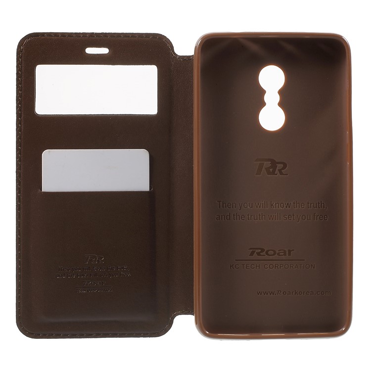 ROAR KOREA for Xiaomi Redmi Note 4 Noble Leather View Window Card Holder Cover - Coffee-4