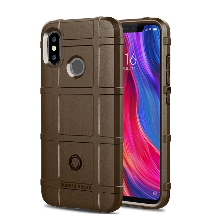 For Xiaomi Mi 8 (6.21-inch) Rugger Shield Anti-shock TPU Back Phone Casing - Brown-1