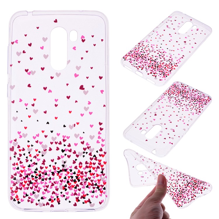 Pattern Printing Flexible TPU Phone Casing for Xiaomi Pocophone F1 / Poco F1 (India) - Pretty Hearts-1