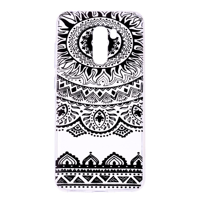 Pattern Printing Flexible TPU Cover Casing for Xiaomi Pocophone F1 / Poco F1 (India) - Black Mandala-2