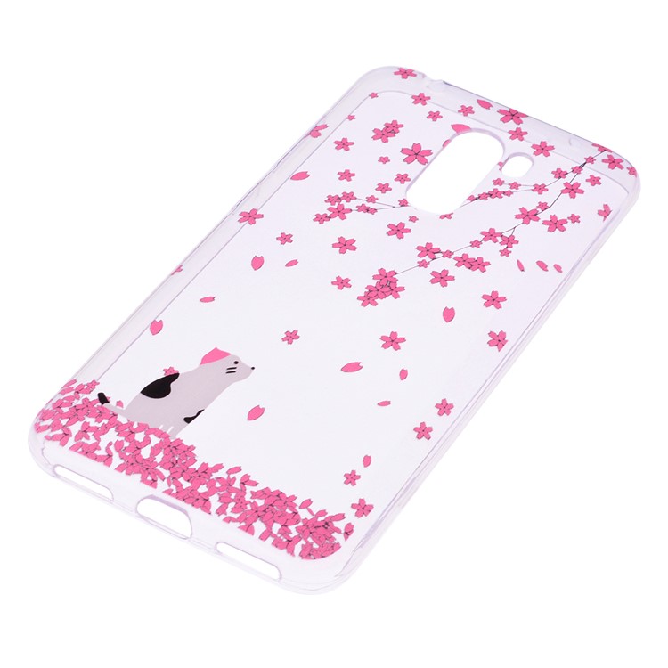 Pattern Printing Flexible TPU Cell Phone Cover for Xiaomi Pocophone F1 / Poco F1 (India) - Flower and Cat-3