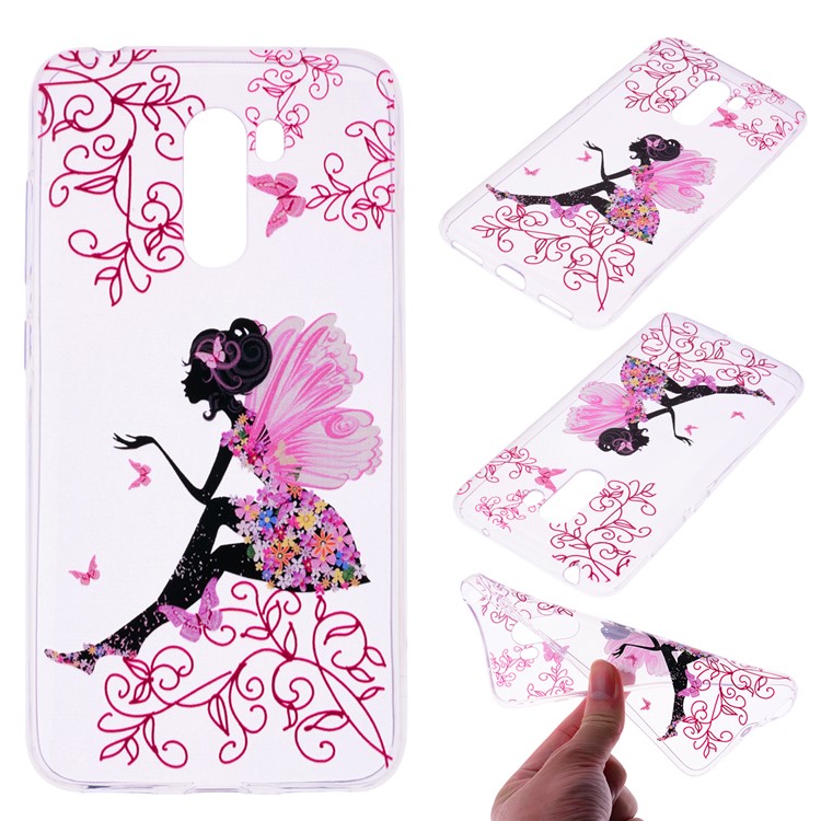 Pattern Printing Flexible TPU Mobile Phone Cover for Xiaomi Pocophone F1 / Poco F1 (India) - Butterfly Fairy-1
