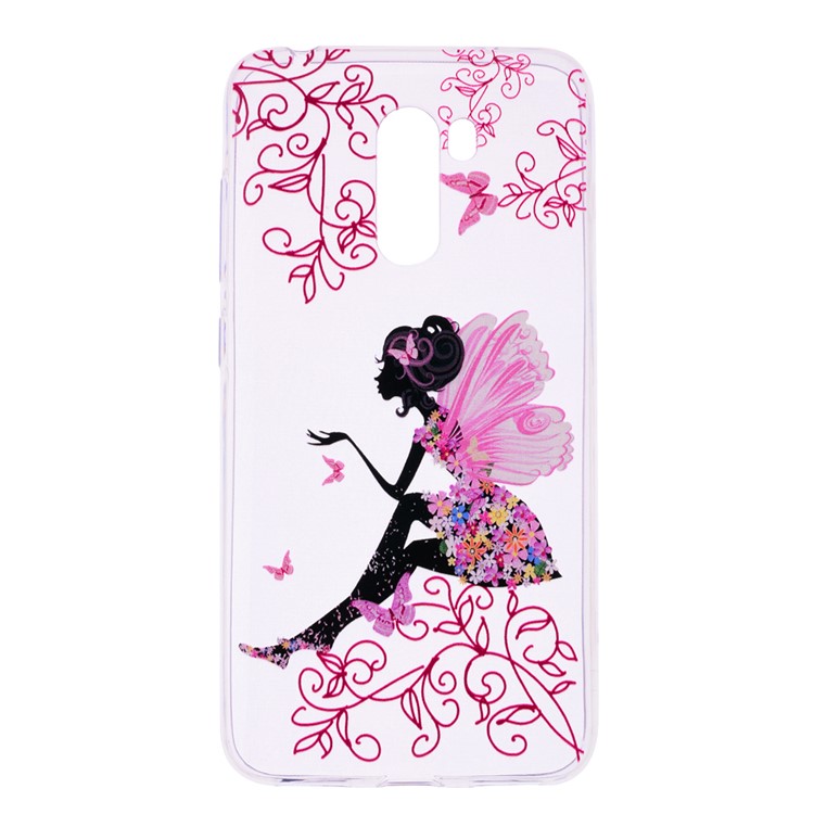 Pattern Printing Flexible TPU Mobile Phone Cover for Xiaomi Pocophone F1 / Poco F1 (India) - Butterfly Fairy-2