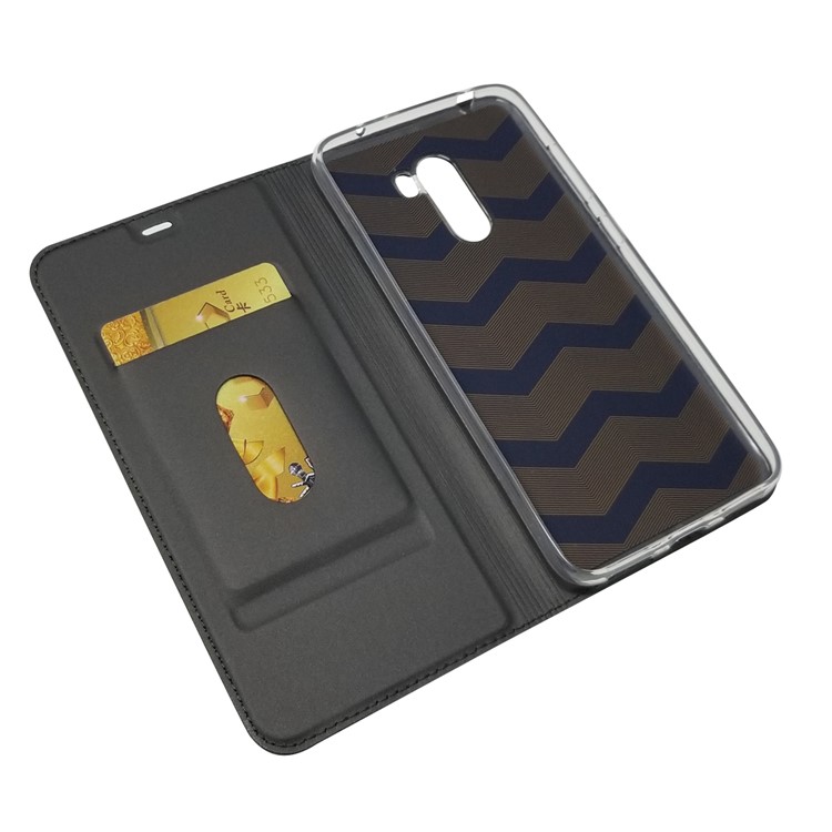 Auto-absorbed Card Holder Stand Leather Mobile Case for Xiaomi Pocophone F1 / Poco F1 (India) - Black-5