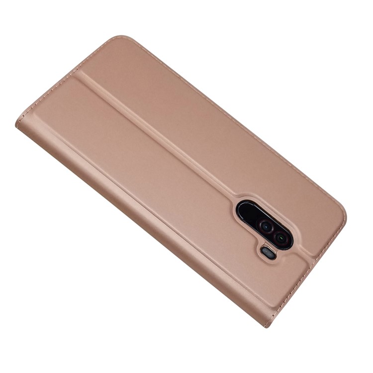 Auto-absorbed Card Holder Stand Leather Mobile Cover for Xiaomi Pocophone F1 / Poco F1 (India) - Rose Gold-4