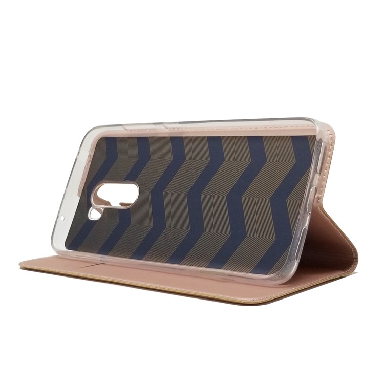 Auto-absorbed Card Holder Stand Leather Mobile Cover for Xiaomi Pocophone F1 / Poco F1 (India) - Rose Gold-7