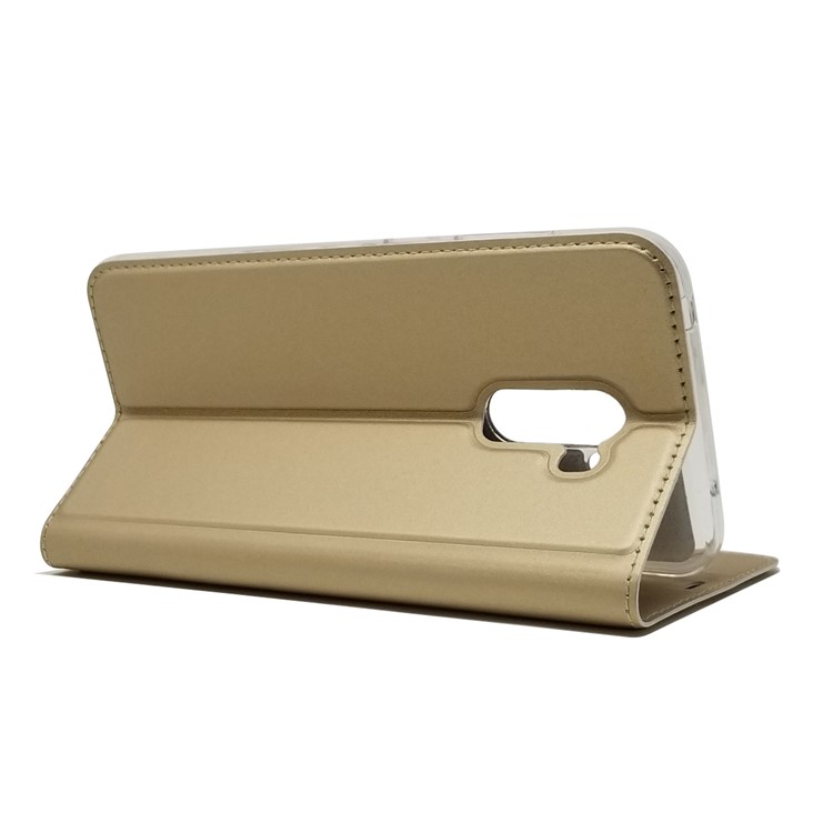 Auto-absorbed Card Holder Stand Leather Phone Shell for Xiaomi Pocophone F1 / Poco F1 (India) - Gold-6