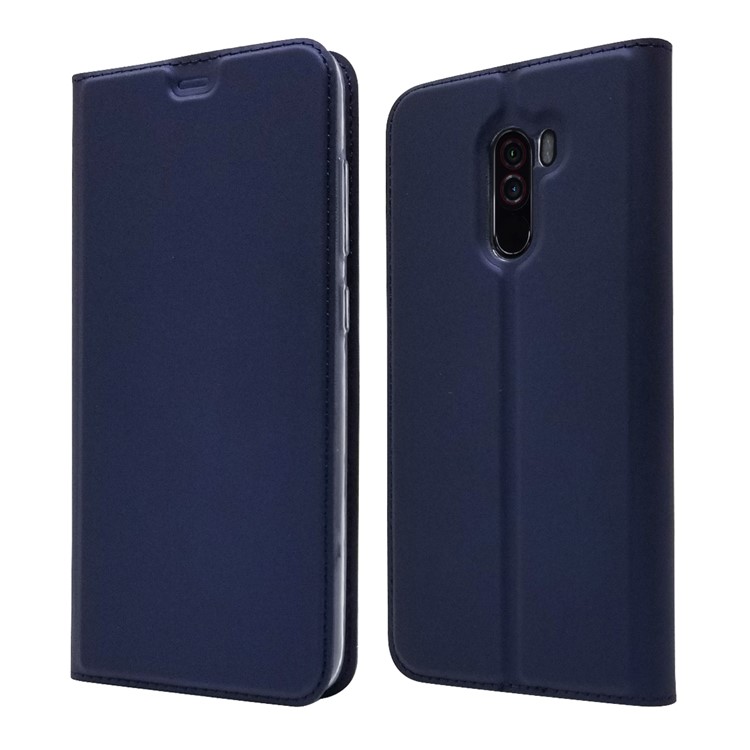 Auto-absorbed Card Holder Stand Leather Case Accessory for Xiaomi Pocophone F1 / Poco F1 (India) - Dark Blue-1