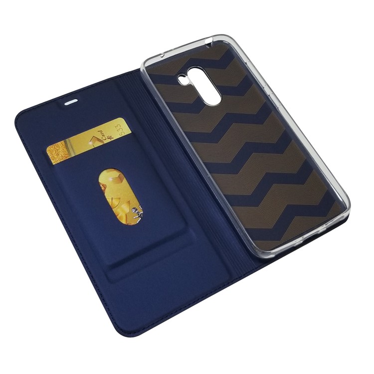 Auto-absorbed Card Holder Stand Leather Case Accessory for Xiaomi Pocophone F1 / Poco F1 (India) - Dark Blue-5