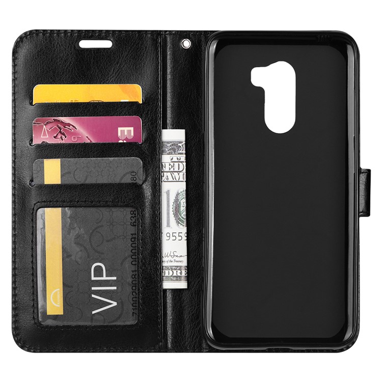 Crazy Horse Texture Wallet Stand Leather Phone Case for Xiaomi Pocophone F1 / Poco F1 (India) - Black-4