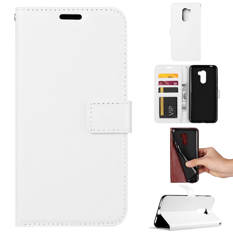 Crazy Horse Texture Wallet Stand Leather Phone Cover for Xiaomi Pocophone F1 / Poco F1 (India) - White-1