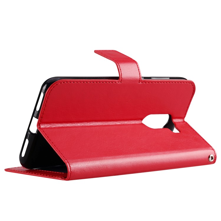 Crazy Horse Texture Wallet Stand Leather Phone Shell for Xiaomi Pocophone F1 / Poco F1 (India) - Red-5