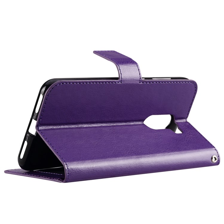 Crazy Horse Texture Wallet Stand Leather Cell Phone Case for Xiaomi Pocophone F1 / Poco F1 (India) - Purple-5