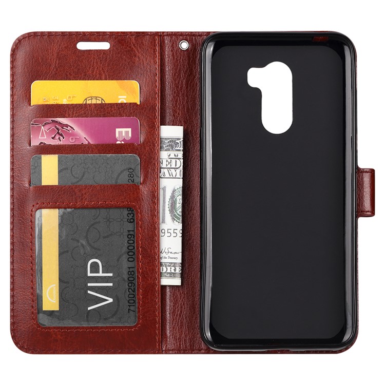 Crazy Horse Texture Wallet Stand Leather Protective Case for Xiaomi Pocophone F1 / Poco F1 (India) - Brown-4