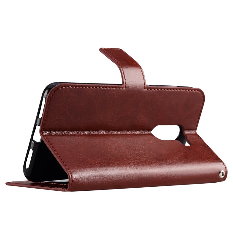 Crazy Horse Texture Wallet Stand Leather Protective Case for Xiaomi Pocophone F1 / Poco F1 (India) - Brown-5