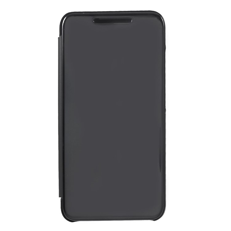 View Window Plated Mirror Surface Leather Stand Case for Xiaomi Redmi 6 - Black-1
