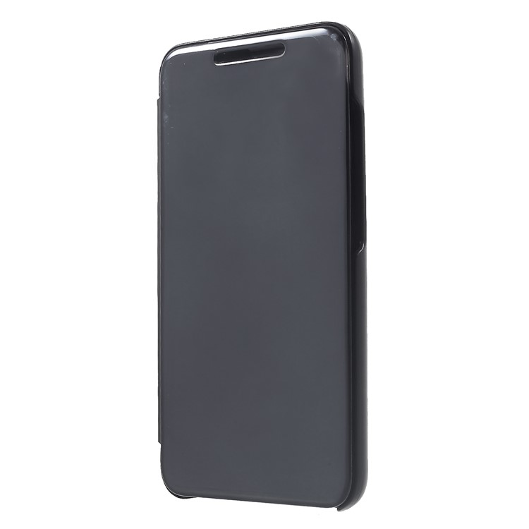 View Window Plated Mirror Surface Leather Stand Case for Xiaomi Redmi 6 - Black-3