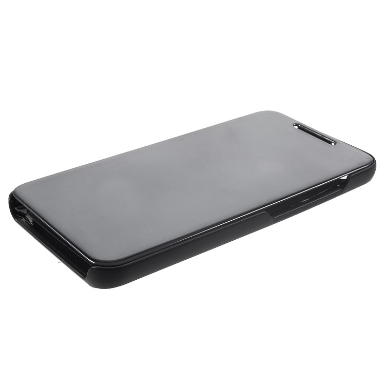 View Window Plated Mirror Surface Leather Stand Case for Xiaomi Redmi 6 - Black-4