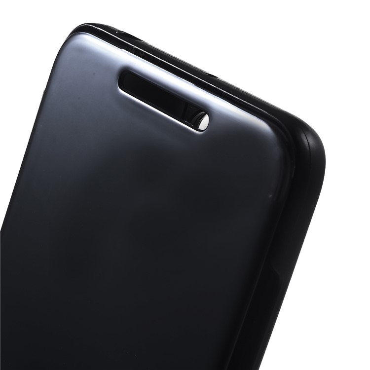 View Window Plated Mirror Surface Leather Stand Case for Xiaomi Redmi 6 - Black-6