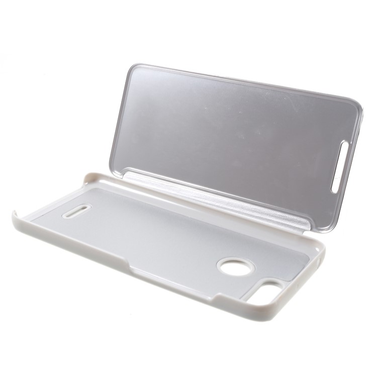 View Window Plated Mirror Surface Leather Stand Shell for Xiaomi Redmi 6 - Silver-6