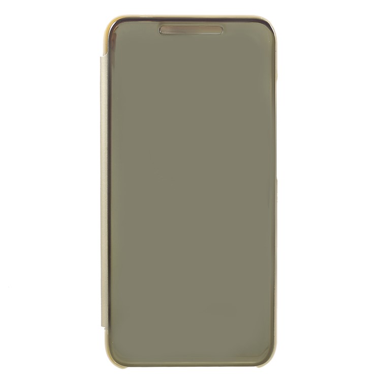 View Window Plated Mirror Surface Leather Stand Casing for Xiaomi Redmi 6 - Gold-1