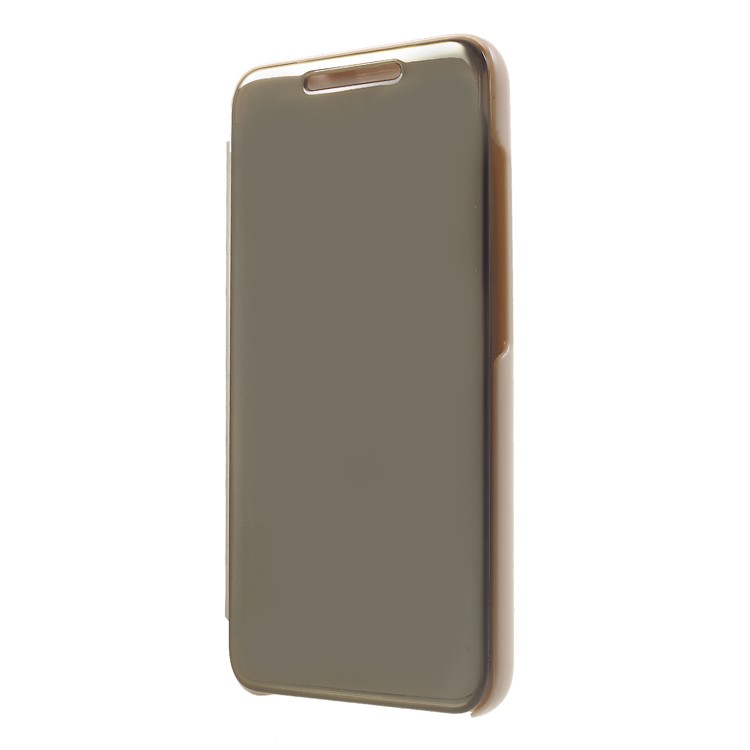 View Window Plated Mirror Surface Leather Stand Casing for Xiaomi Redmi 6 - Gold-3