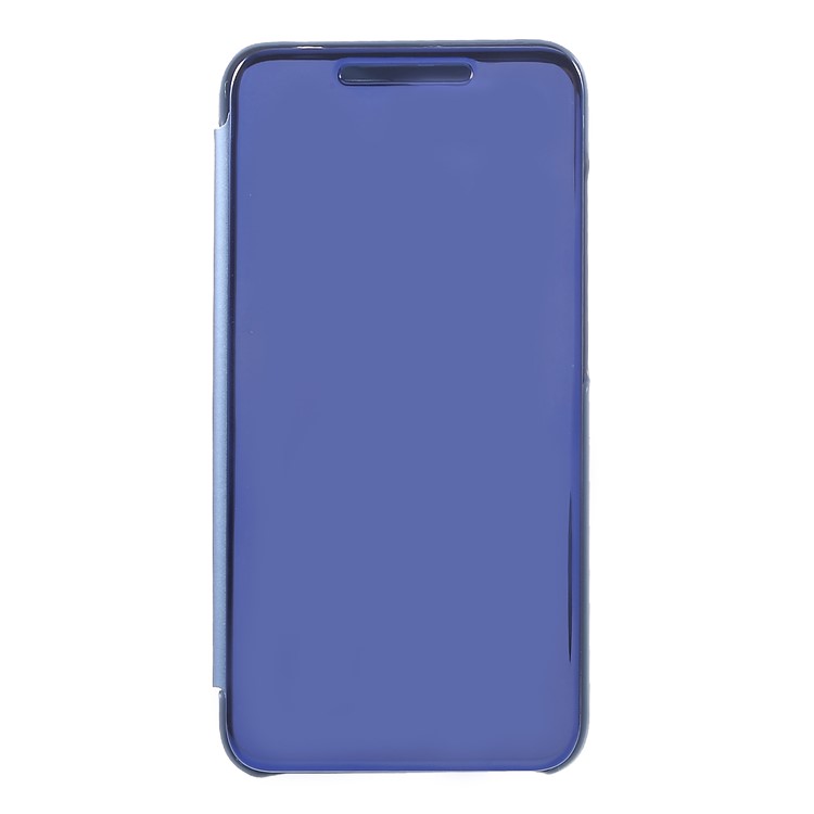 View Window Plated Mirror Surface Leather Stand Cell Phone Cover for Xiaomi Redmi 6 - Blue-1