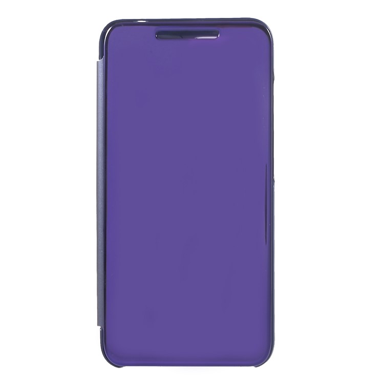 View Window Plated Mirror Surface Leather Stand Protective Cover for Xiaomi Redmi 6 - Dark Purple-1