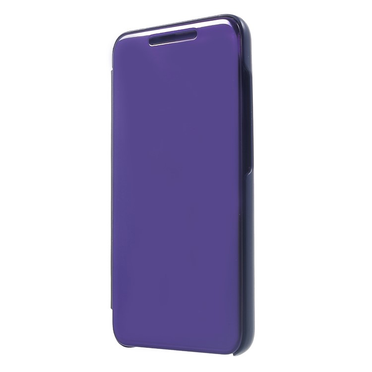 View Window Plated Mirror Surface Leather Stand Protective Cover for Xiaomi Redmi 6 - Dark Purple-3