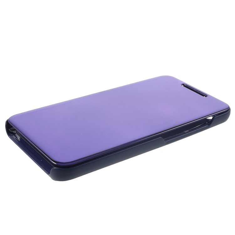 View Window Plated Mirror Surface Leather Stand Protective Cover for Xiaomi Redmi 6 - Dark Purple-4