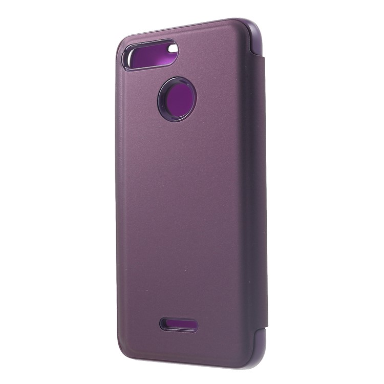 View Window Plated Mirror Surface Leather Stand Flip Cover for Xiaomi Redmi 6 - Light Purple-2