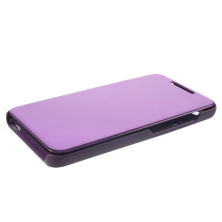 View Window Plated Mirror Surface Leather Stand Flip Cover for Xiaomi Redmi 6 - Light Purple-4
