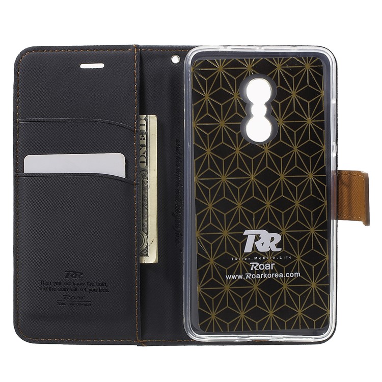 ROAR KOREA Twill Grain Leather Wallet Case for Xiaomi Redmi Note 4 - Black-4