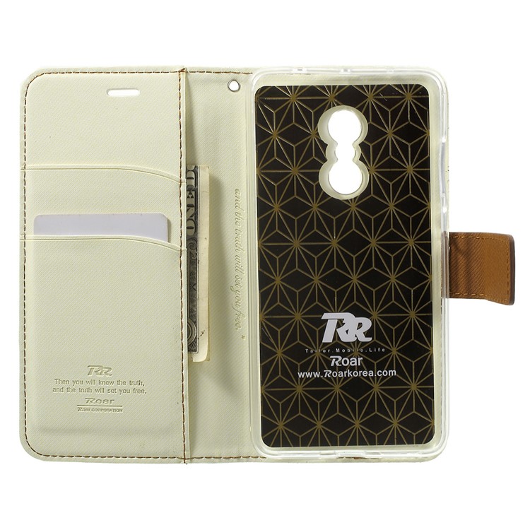 ROAR KOREA Twill Grain Leather Wallet Cover for Xiaomi Redmi Note 4 - White-4