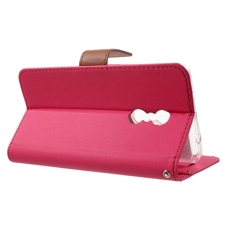 ROAR KOREA Twill Grain Leather Wallet Case Cover for Xiaomi Redmi Note 4 - Rose-3