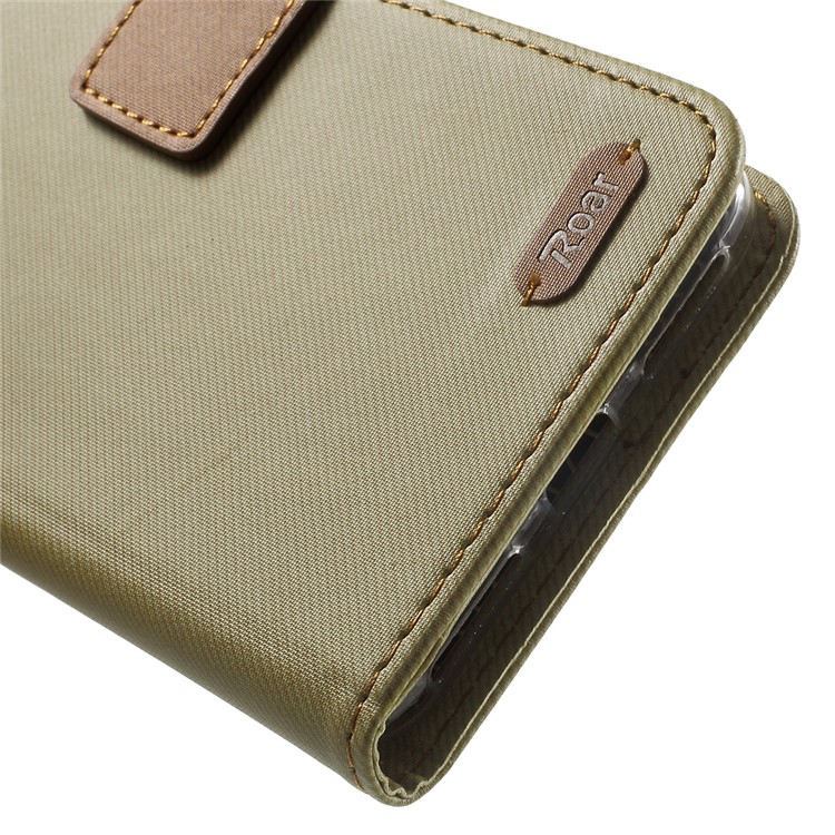ROAR KOREA Twill Grain Leather Card Holder Case for Xiaomi Redmi Note 4 - Khaki-8