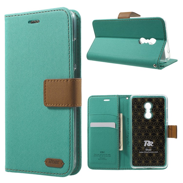 ROAR KOREA Twill Grain PU Leather Wallet Case for Xiaomi Redmi Note 4 - Green-1