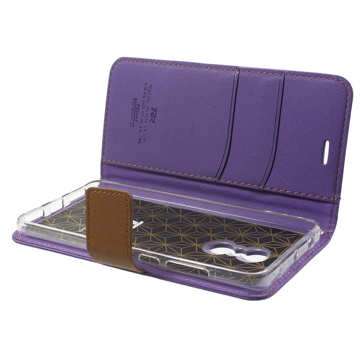 ROAR KOREA Twill Grain Magnetic Leather Wallet Case for Xiaomi Redmi Note 4 - Purple-5