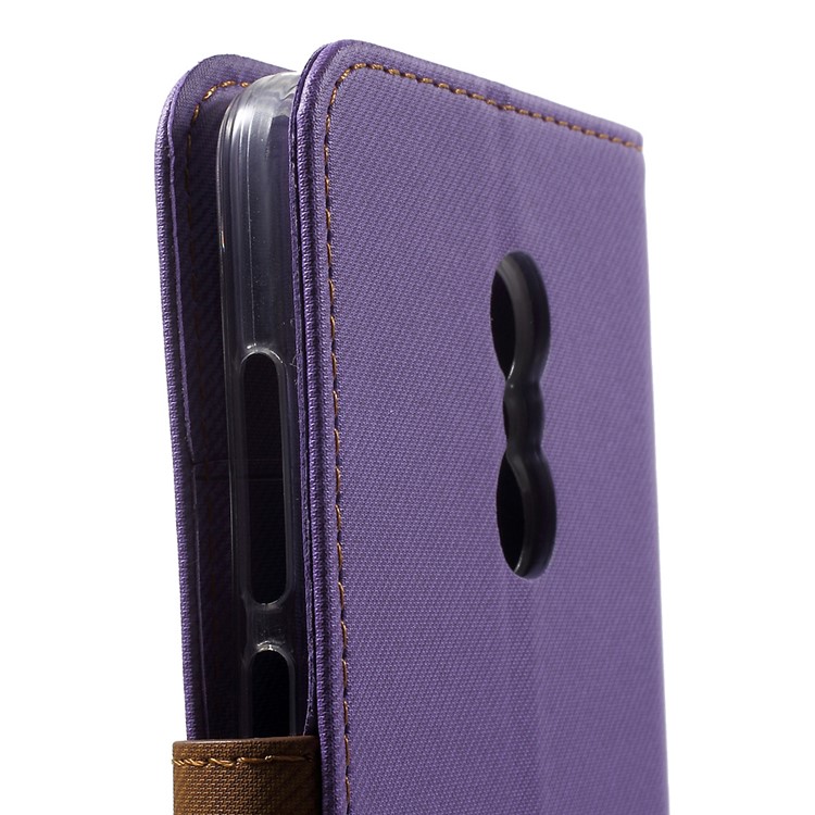 ROAR KOREA Twill Grain Magnetic Leather Wallet Case for Xiaomi Redmi Note 4 - Purple-7
