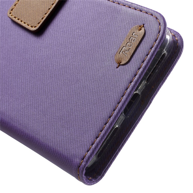 ROAR KOREA Twill Grain Magnetic Leather Wallet Case for Xiaomi Redmi Note 4 - Purple-8