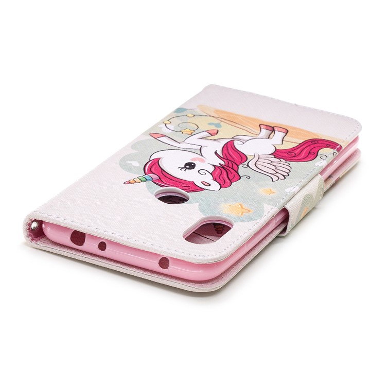 Pattern Printing Wallet Stand Leather Casing for Xiaomi Redmi Note 6 - Unicorn-12
